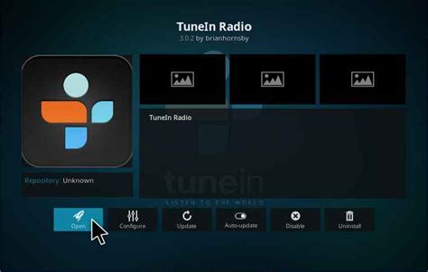 kodi tunein radio setup.